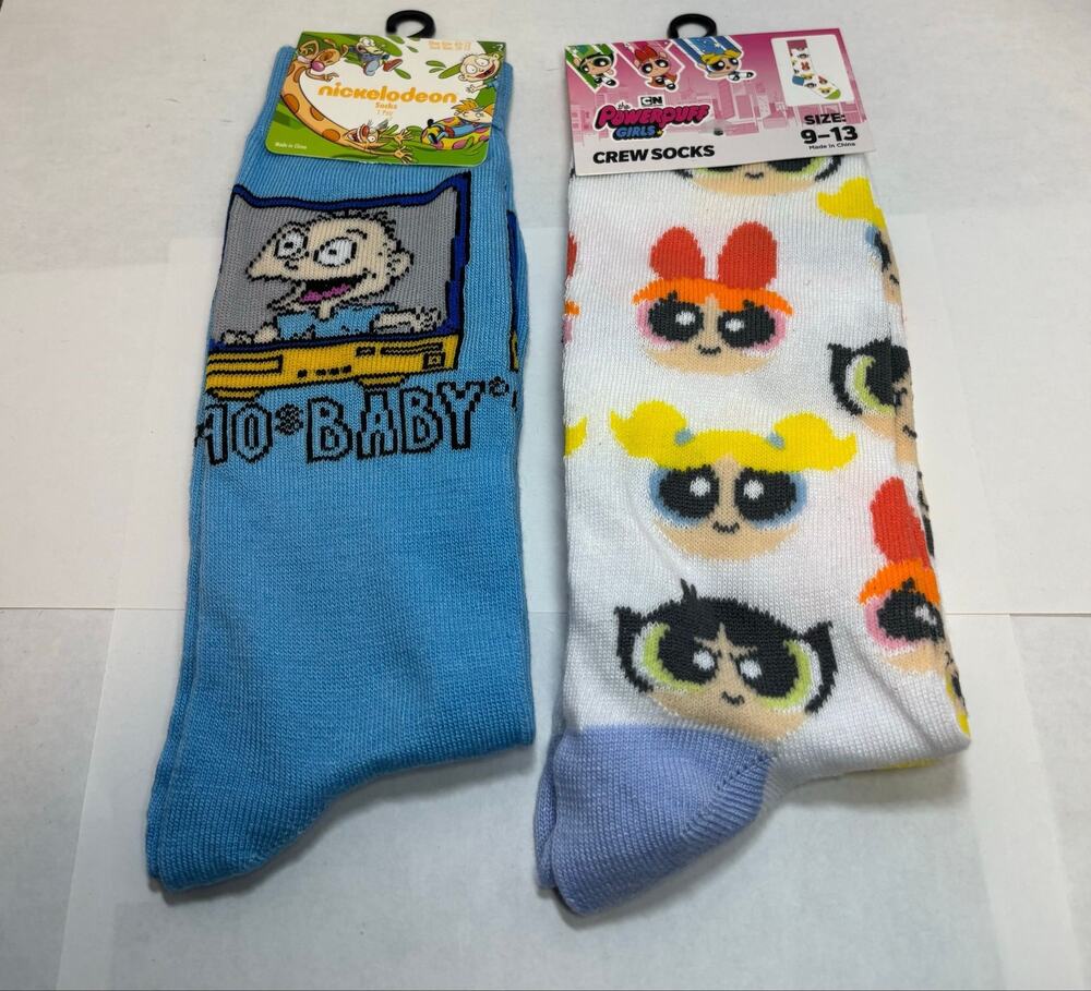 Rugrats and Powerpuff Girls Novelty Sock Duo